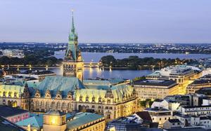 Panor�mica de Hamburgo con el Ayuntamiento