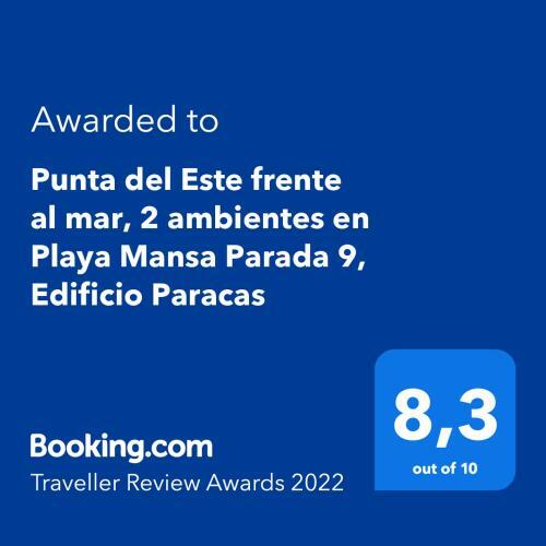 Apartamento Punta Del Este Frente Al Mar, 2 Ambientes En Playa Mansa Parada 9, Edificio Paracas