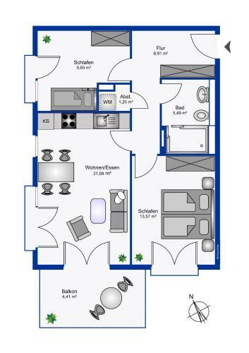 Apartamento Wohnen Am S�dstrand - Ferienwohnung 1 7